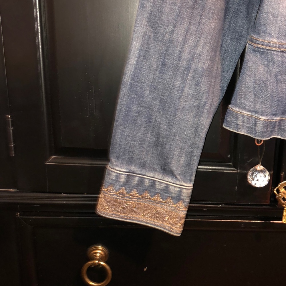 INC  Adorable Sequins Rhinestones & Metallic Cropped Denim Jacket-4P-#0051 - Picture 5 of 7